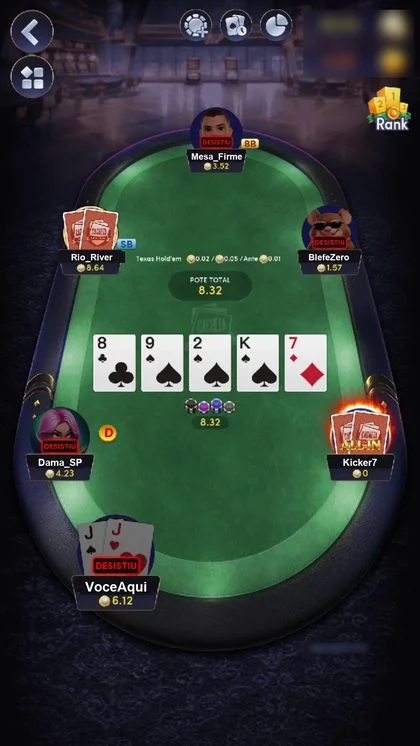River com as cinco cartas comunitárias e o pote total